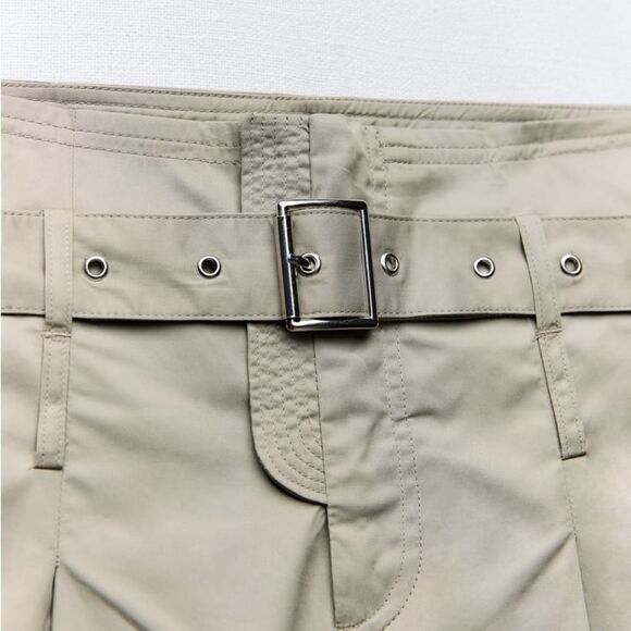 ZARA BELTED FULL-LENGTH PANTS WIDE LEG - Picture 7 of 12